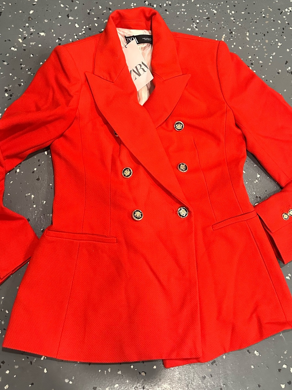 Zara orange texture Double-Breasted Women's Blazer